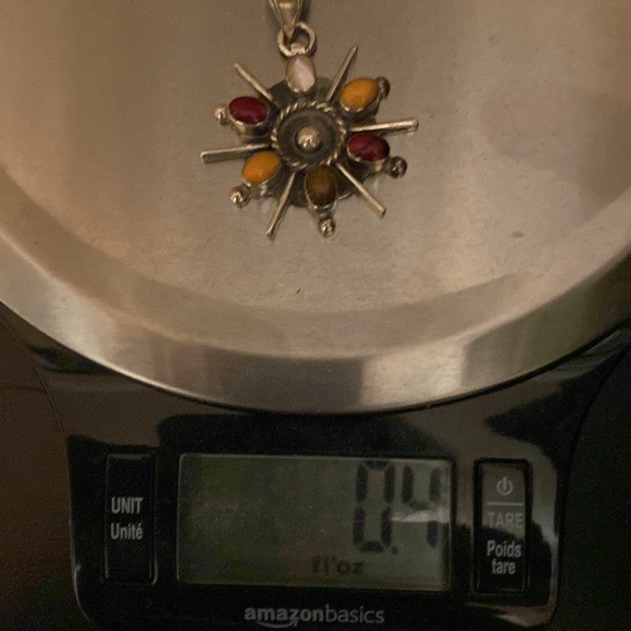 Pendant - multi colored stones - sterling silver - Picture 4 of 4